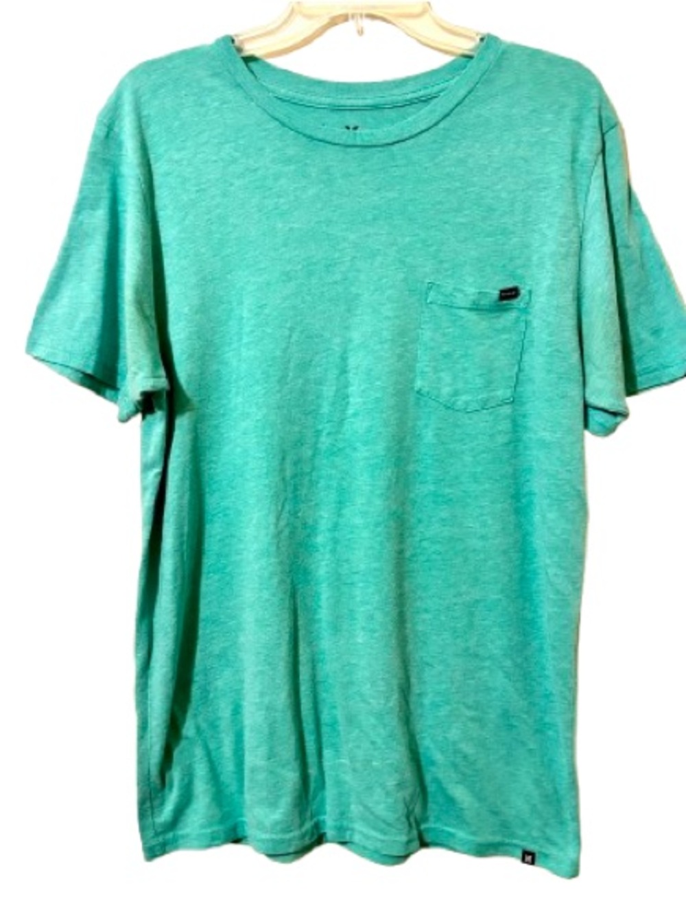 Hurley Men's Heather Teal Green Pocket T-Shirt Size Large